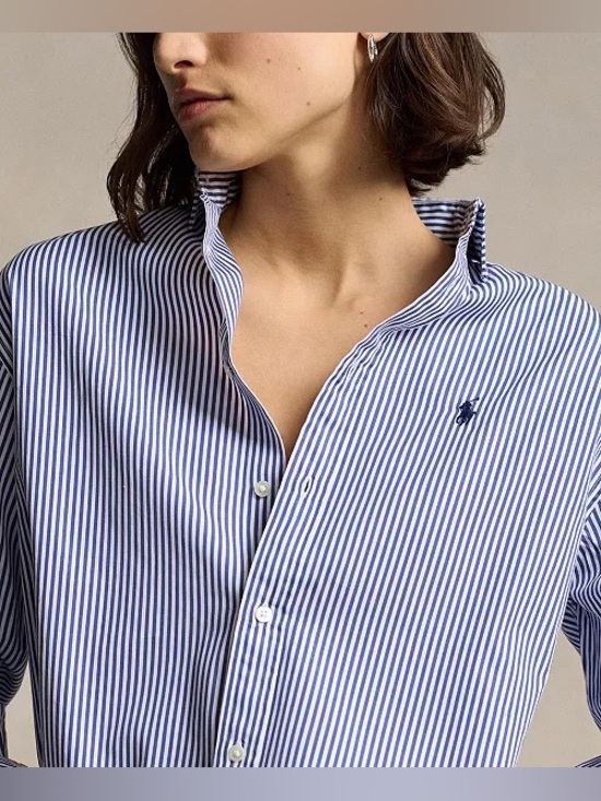 Ralph Lauren Tops - Ralph Lauren striped cotton shirt with a relaxed fit and signature logo. Based